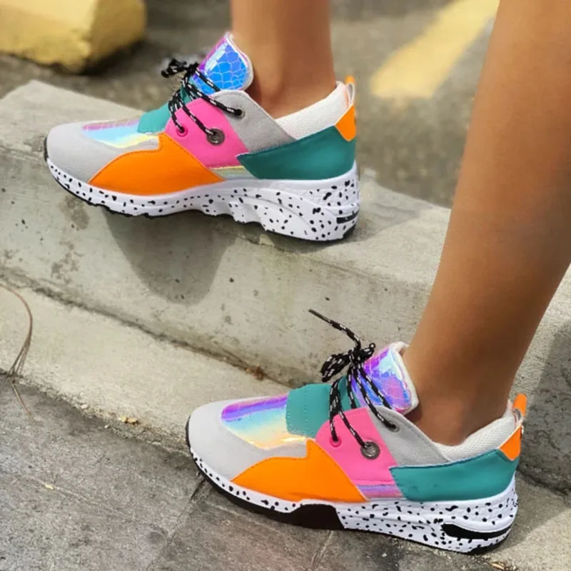 

Women Sneakers 2021 Colorful Fashion Outdoor Wedges Sports Shoes Thick Sole Comfortable Women Shoes Luxury Sneakers Plus Size