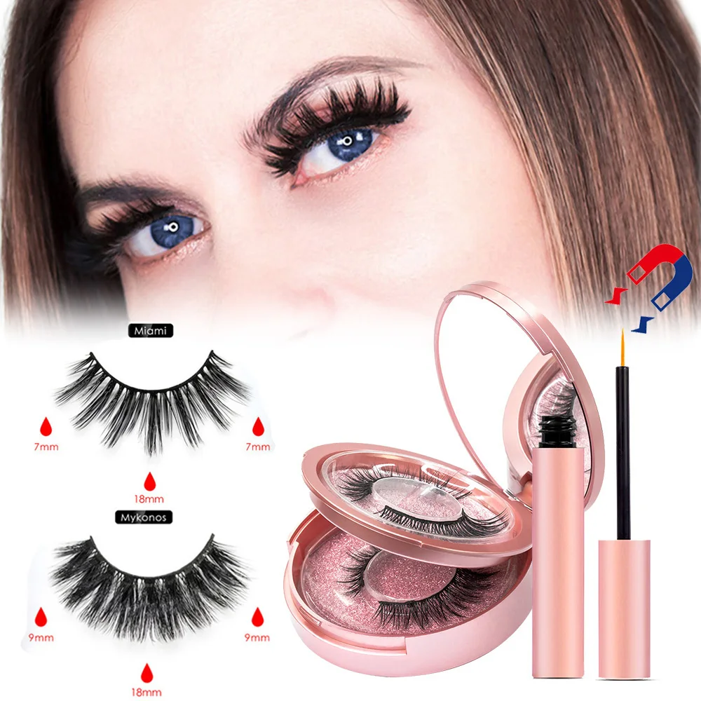 Магнитные накладные ресницы 2 пары водостойкая Магнитная подводка для глаз