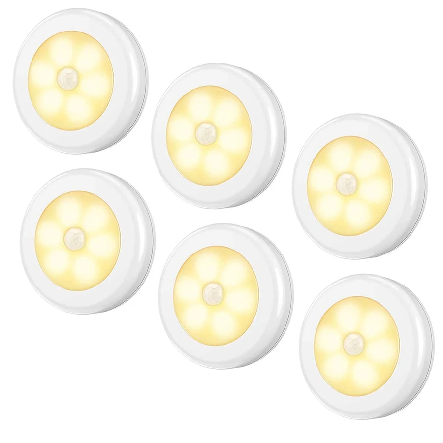 

Smart Body Motion Sensor 6 LED Night Lamp Wireless Detector Hallway Pathway Closet Wall Lamp Light With Magnet Auto On/Off