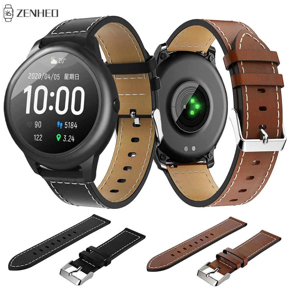 

22mm Leather Watchband Strap for Xiaomi Haylou Solar LS05 Smart Watch Band