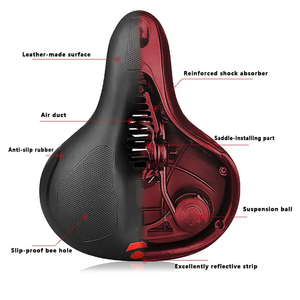 

Comfort Breathable Bike Seat Wide Soft Replacement Bicycle Saddle With DualShock Absorbing Rubber Balls Bikes Accessories