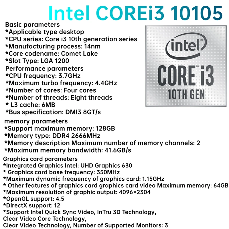 MAXSUN Computer Set MS-B560M + Intel CPU - I3 10105 LGA1200 New but without cooler RAM DDR4 Mainboard Combo |