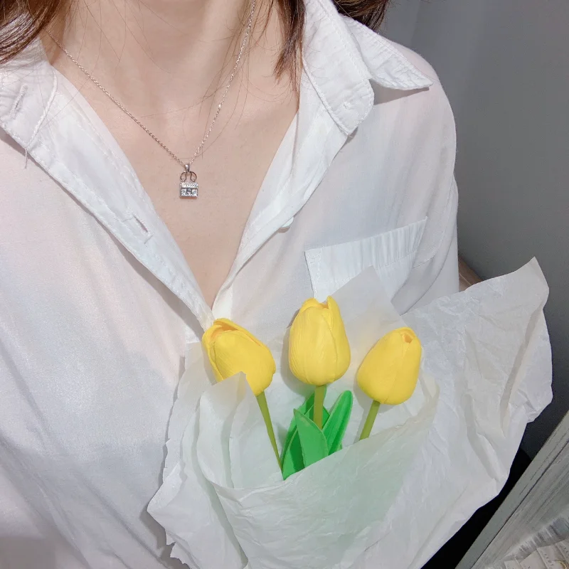 

925 Sterling Silver Necklace Fashion New Letter H Bag Pendant Full Diamond Zircon Jewelry Chain Girlfriend Birthday Gift