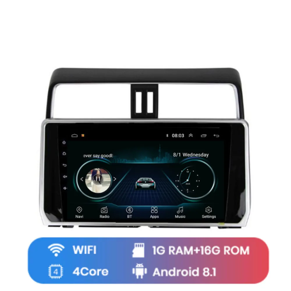 WIFI (1G 16G) 4G LTE Android 8,1 подходит для TOYOTA PRADO-Мультимедиа стерео автомобильный dvd-плеер навигация gps радио - Цвет: WIFI (1G 16G)