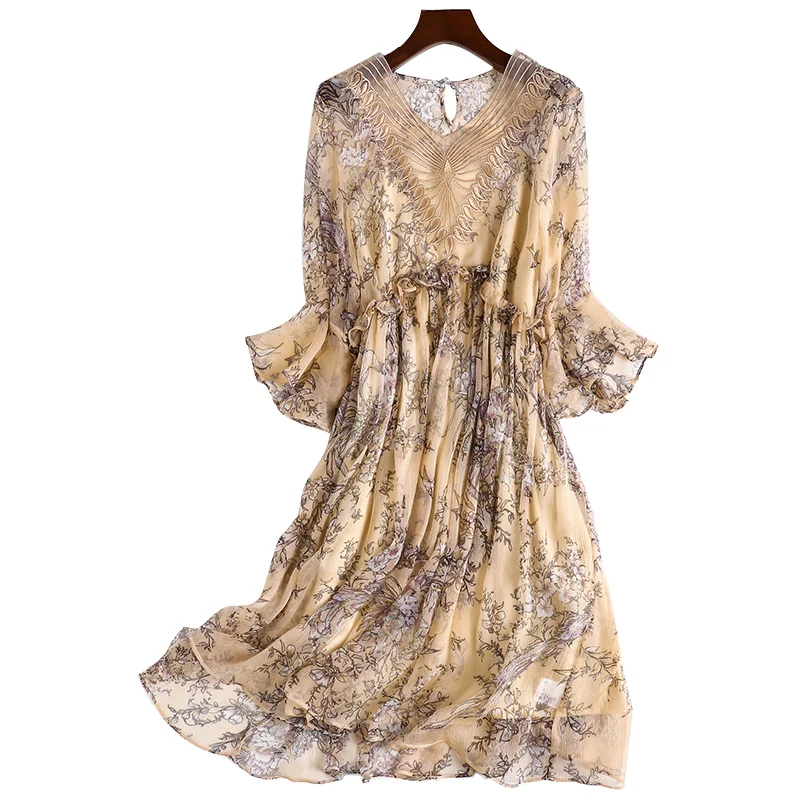 Элегантные вечерние женские шелковые платья мини с цветочным принтом летние