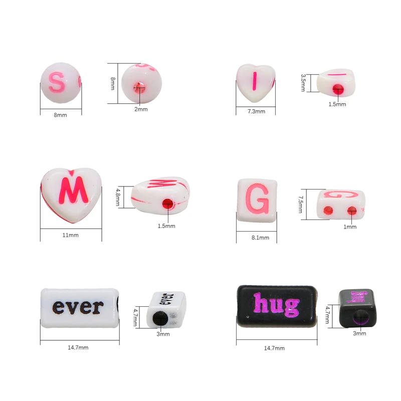 Смешанные Пластиковые акриловые бусины с буквами английского алфавита в форме