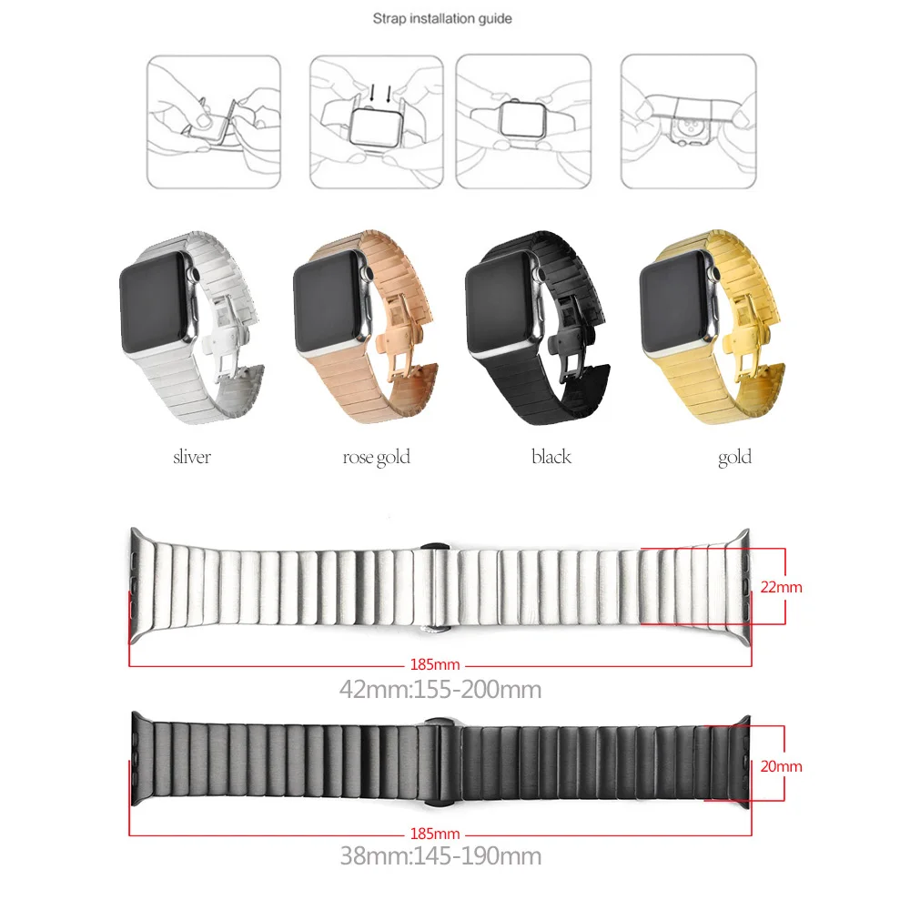 

Link Bracelet strap For apple watch 5 4 band 44mm/40mm iwatch 3 band 42mm/38mm pulseira Stainless Steel metal bracelet watchband