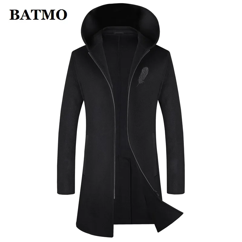 BATMO Новое поступление осенне-зимние высококачественные шерстяные куртки с капюшоном для мужчин, мужской шерстяной Тренч, большие размеры 2008