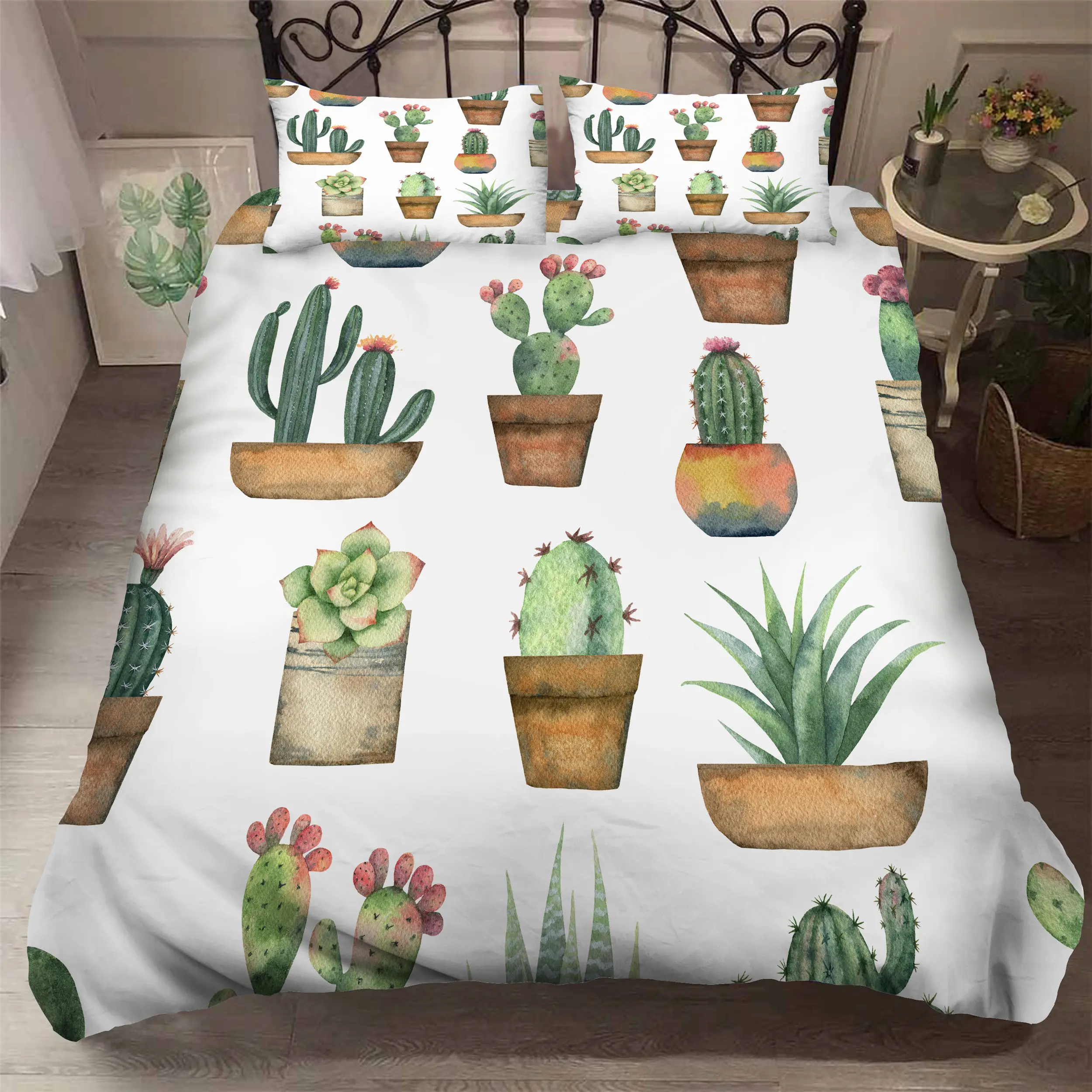 Economici Set Biancheria Da Letto Con Stampa 3D HD Personalizzato/King/europa/USA, Set Copripiumino Doppio/King, Trapunta/coperta Set Lenzuola Nordic Cactus
