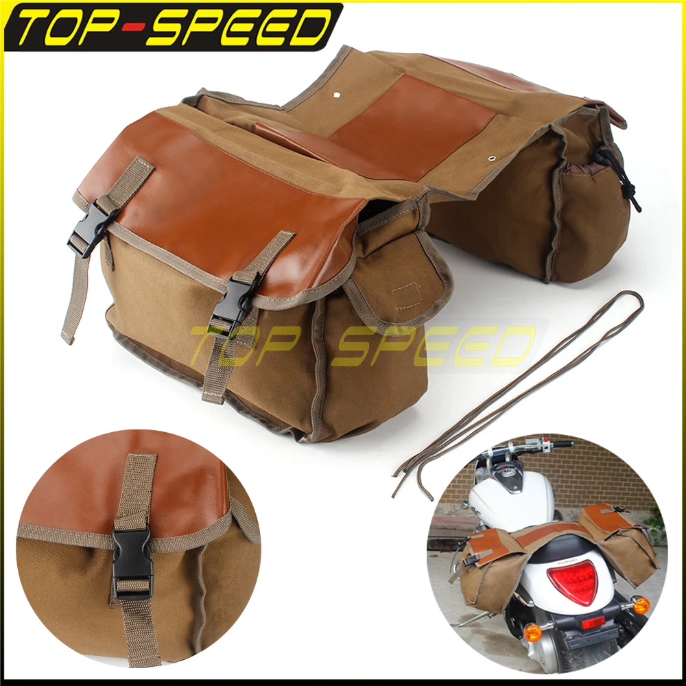 

Motorcycle Saddlebag Luggage Bags Waterproof Canvas Stroage Bag For Taotao thunder/91' Vulcan 500/ iron 833