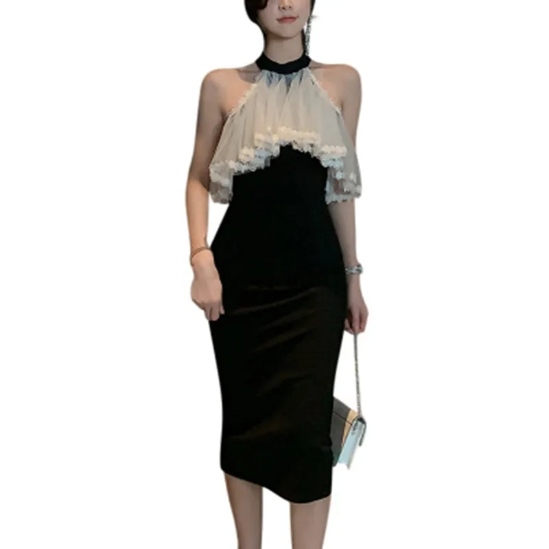 Женское вечерние легающее вечернее платье элегантное Сетчатое с открытыми