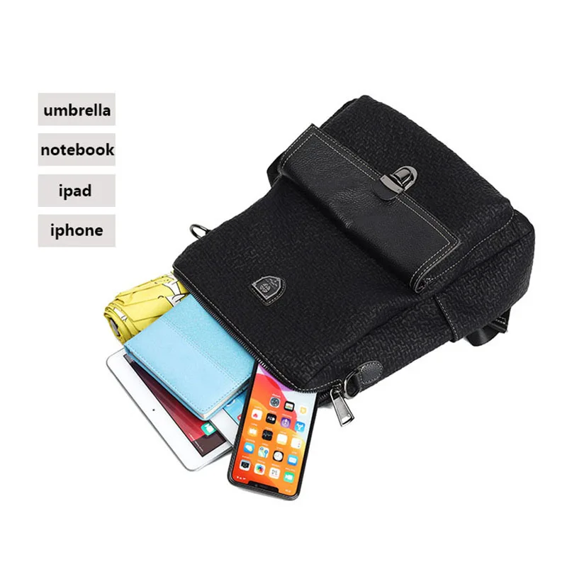 

Women Anti-theft Design Backpack Genuine Leather Fashion Black School Bags For Girls Large Capacity Daily Casual Travel Knapsack