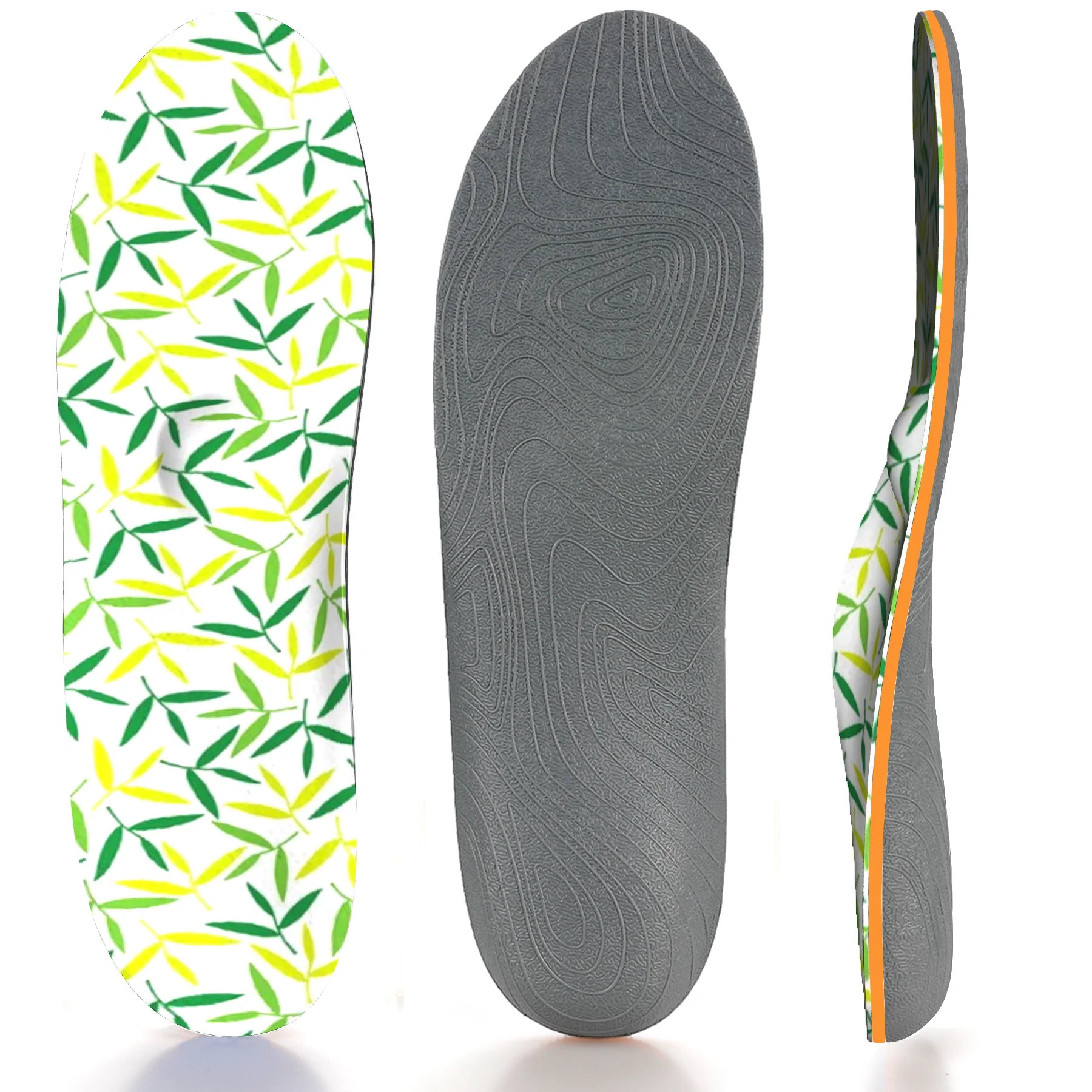 EVA Material, Simple Bamboo Leaf Pattern, Non-slip, Breathable, Shock-absorbing, Orthopedic Arch Support Insole
