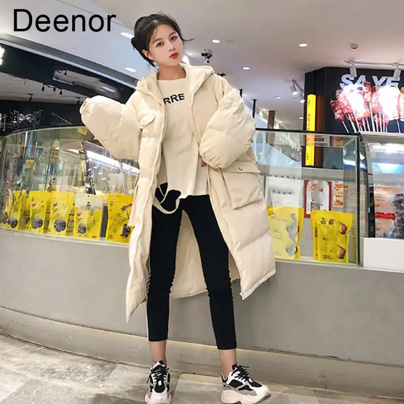 

Deenor Women's Winter Down Jacket Female 2021 Korean Style Mid-length Cotton-padded Parkas Jacket Soild Coat Women