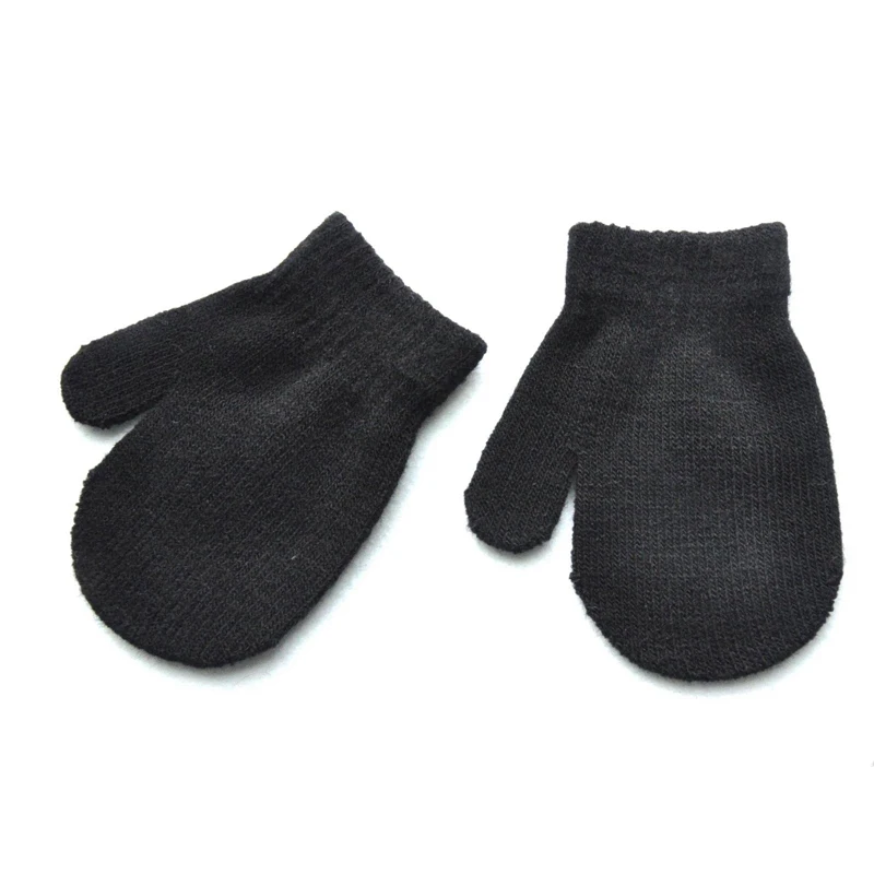 

Candy Solid Color Knitted Baby Gloves Winter Knitted Wool Newborn Mittens Velvet Thick Children's Kids Finger Keep Warm For 1-5Y