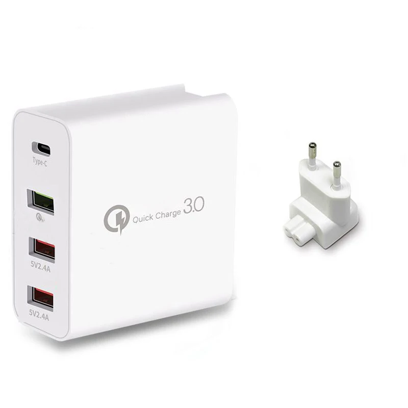 Европейский Союз (ЕС) 48 Вт 4 порта зарядное устройство Тип C qc3.0 type-c USB зарядное устройство для samsung iPhone huawei QC 3,0 быстрое настенное зарядное устройство США ЕС Великобритания австралийская штепсельная розетка - Тип штекера: Европейский Союз (ЕС)