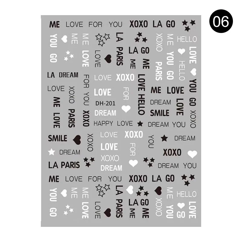 Series 2 - 06 1 Sheet 3D Nail Stickers Self-adhesive Stripe Shape Flowers Element Mixed Patterns Transfer Decals Nail Decoration for Nail Art - Color: Series 2 - 06
