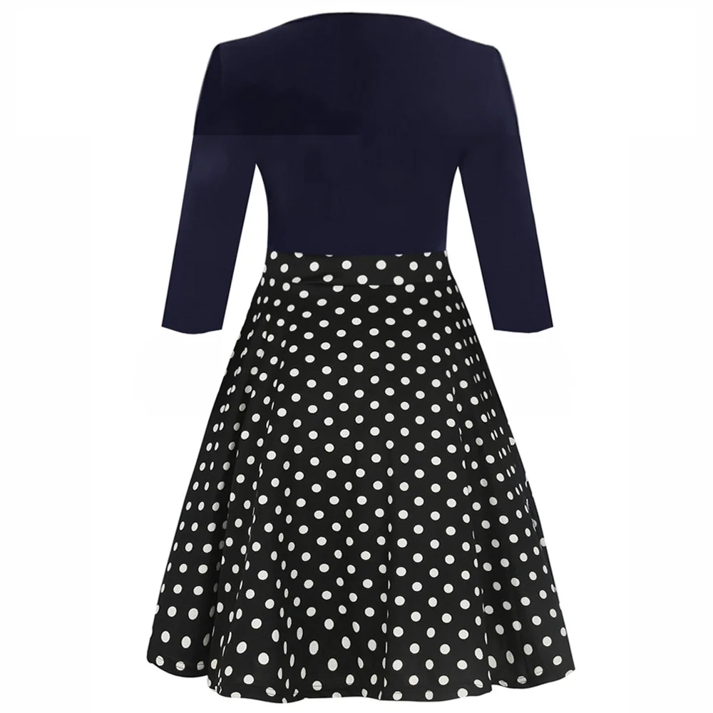 Женское винтажное платье в горошек Joineles осеннее размера плюс 9XL с круглым вырезом