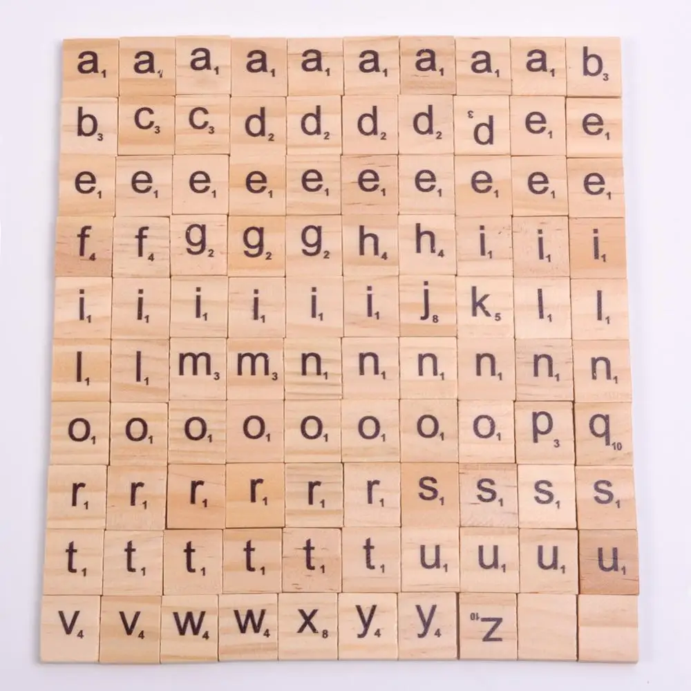 

100Pcs/lot Wood Scrabble Tiles Letter Alphabet Scrabbles Number Craft Wooden English Words Digital Puzzle Wooden Letters