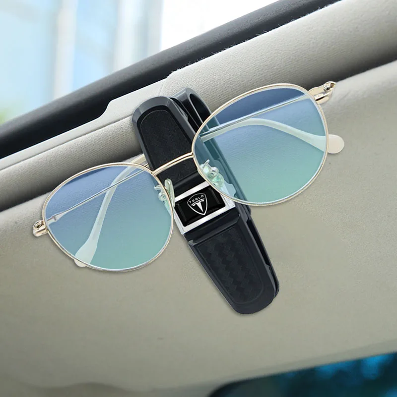 

1pcs Car Logo Glasses Clip Automotive Emblem Goods for Teslas Model 3 2021 Model S X Y Style Roadster Invader Coil Mod WYE K80