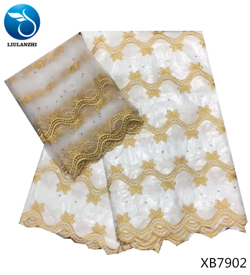 Белая жаккардовая парчовая ткань LIULANZHI Африканский базин богатый getzner 2019