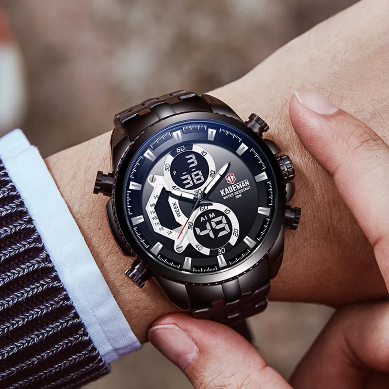 Новые роскошные мужские часы 30 м водонепроницаемые спортивные светодиодные