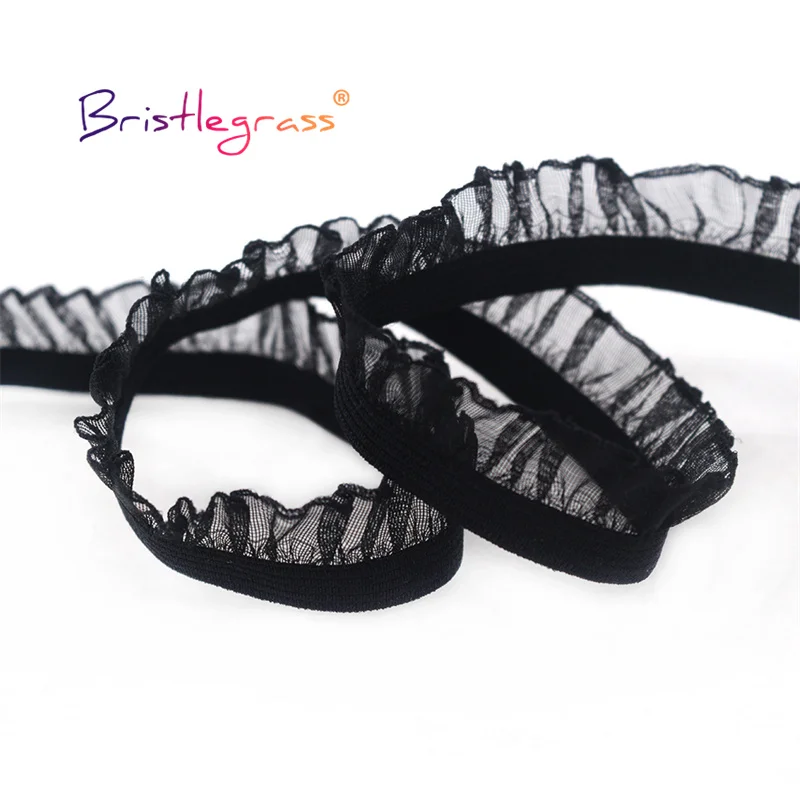 

BRISTLEGRASS 50 100 Yard by Roll 5/8" 15mm Organza Frilly Lace Trim Elastics Band Spandex Tulle Tape Headband Dress Sewing Craft