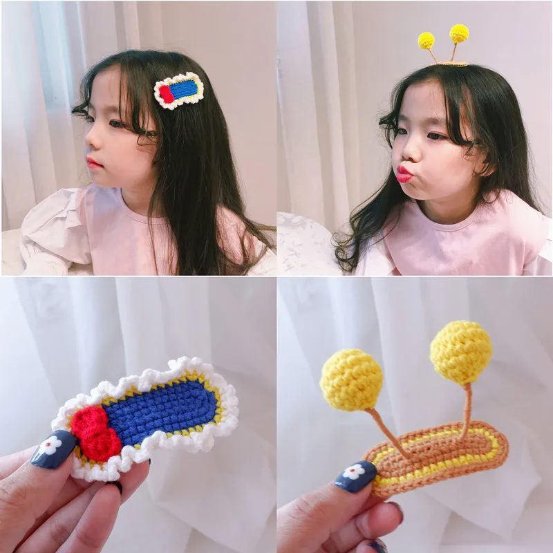 

Children's Color Knitting Cute Hairpin Little Bee Rabbit Ears Princess BB Clip Girls Do Not Hurt Hair Hair Accessories Female