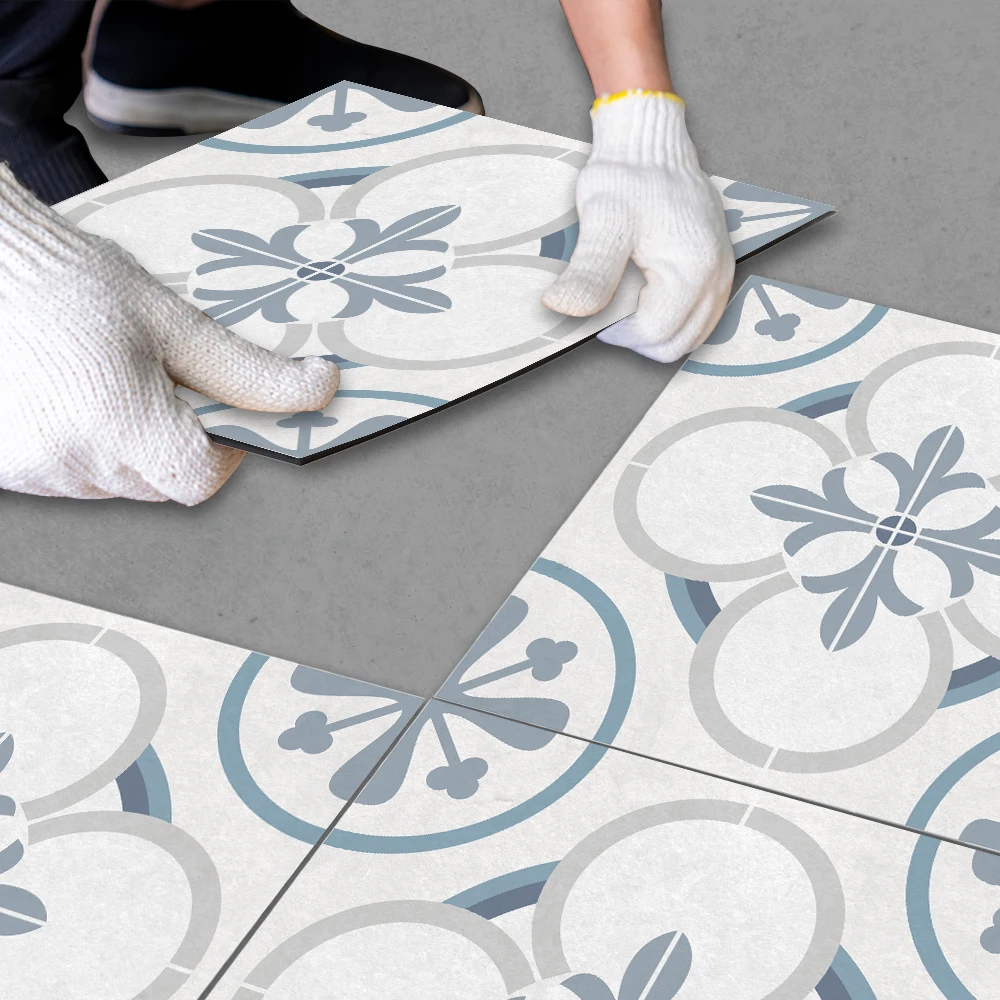 

Напольные наклейки в современном стиле, водонепроницаемые самоклеящиеся обои из ПВХ с белыми цветами и плиточкой для спальни, украшение дл...