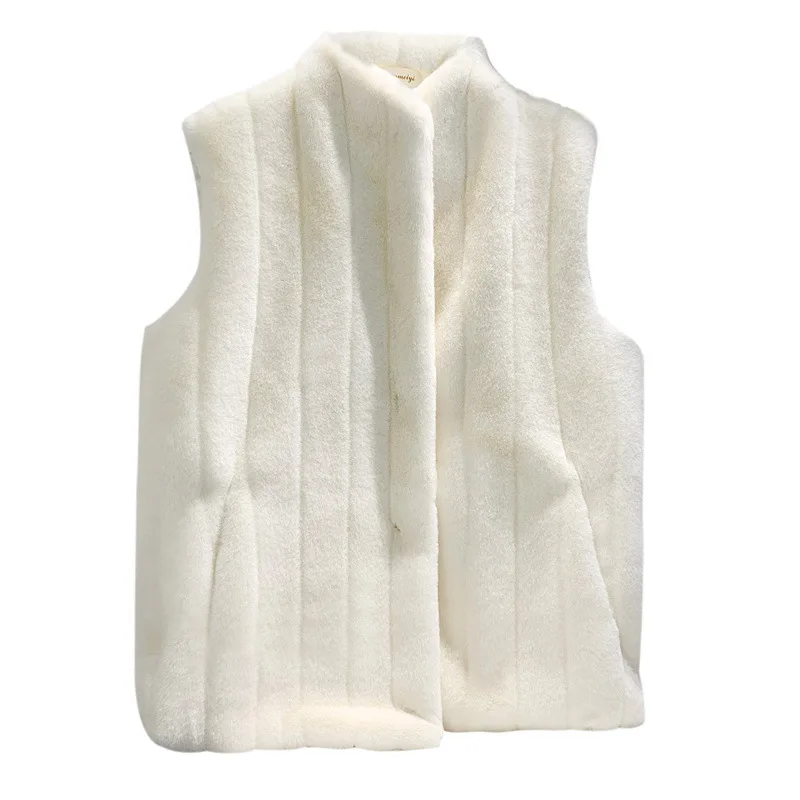 

Women Coat New 2020 Winter Coat Women Solid Sleeveless Vest Female Winter Vest Warm Thick Fashion Women Vest Faux Fur Vest Women