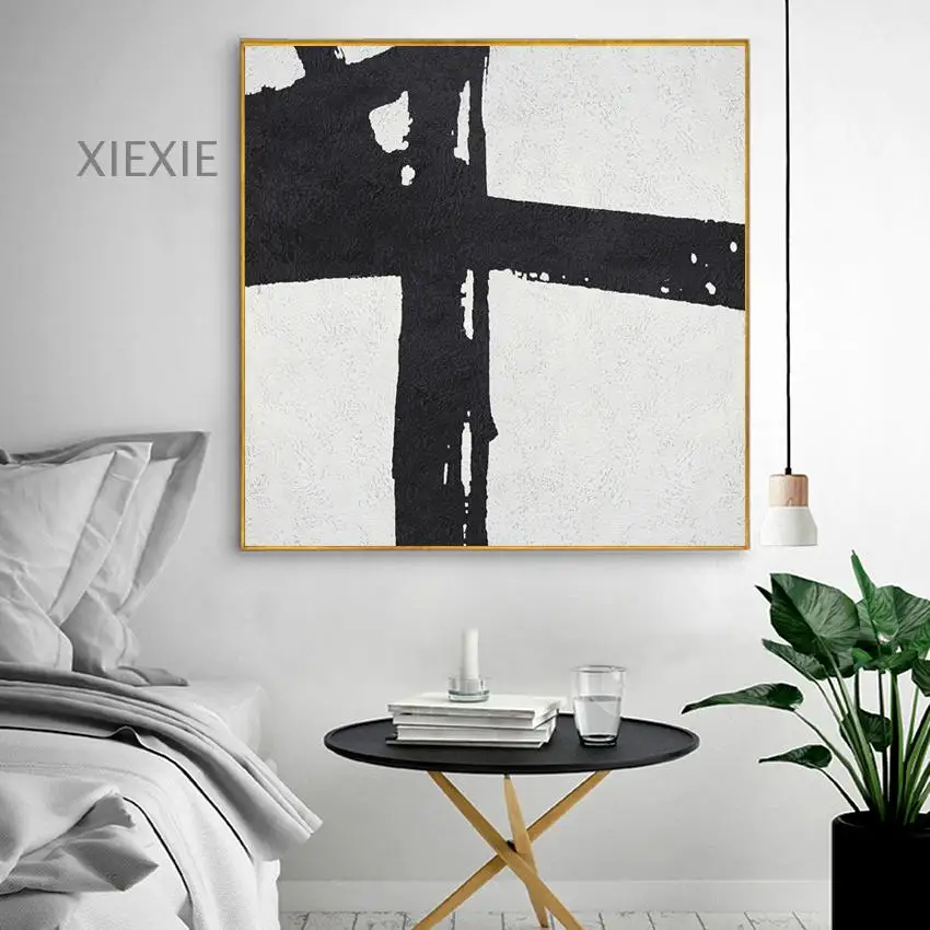 

Abstract Black and White Canvas Painting Art Modular Wall Decoration for Living Room Bedroom Unique Decor Wallpaper Artwork