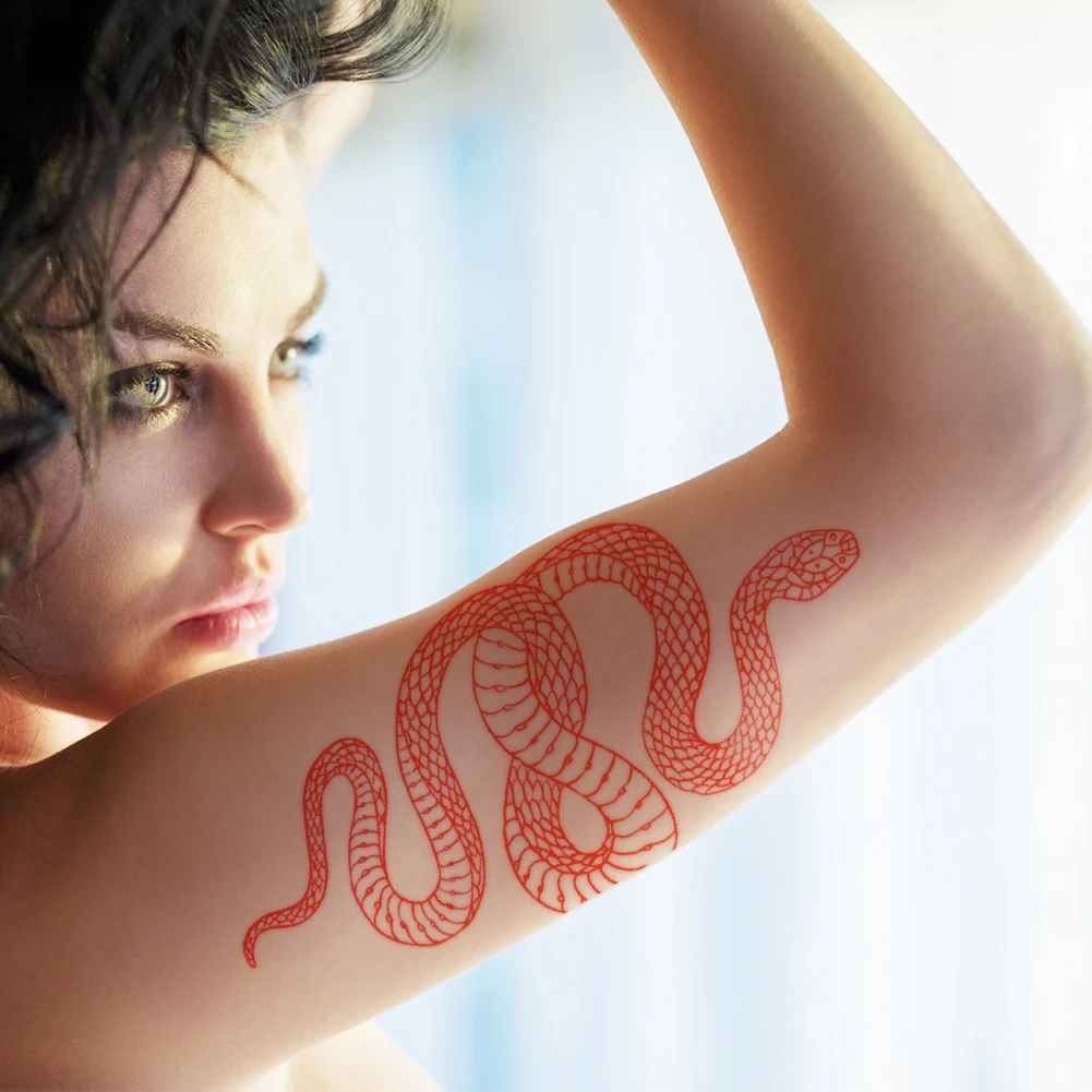 

Tattoo Sticker Large Size Black Pink Snake Temporary Tattoo Stickers Women Men Waist Body Decals Waterproof Fake Tattoo