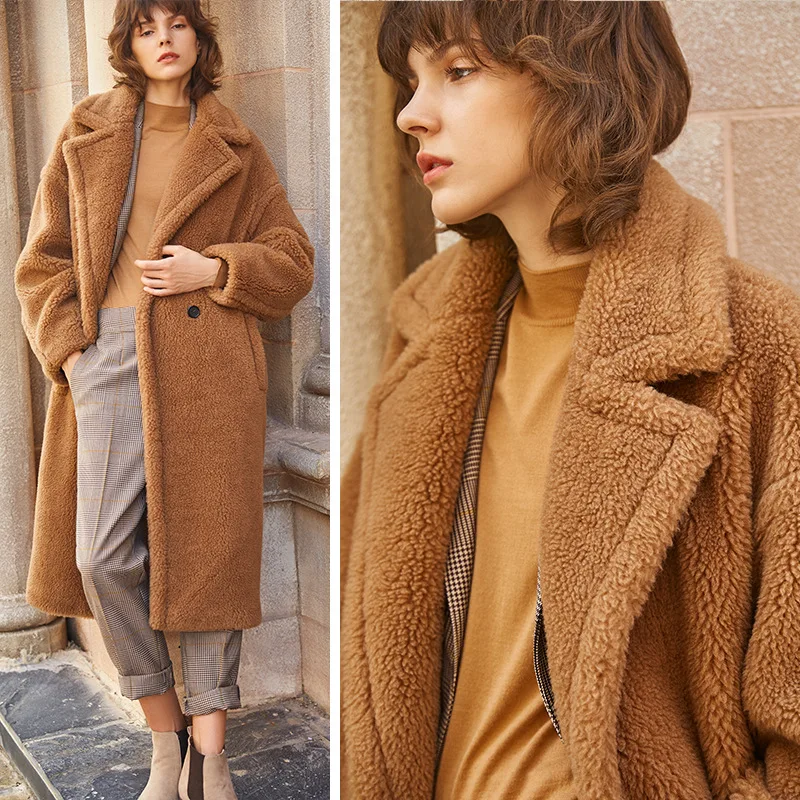 

Winter Women's Coat Stylish Female Thick Cashmere Jacket Women Casual Turn Down Collar Lamb Fur Coats Streetwear Woolen Jacket