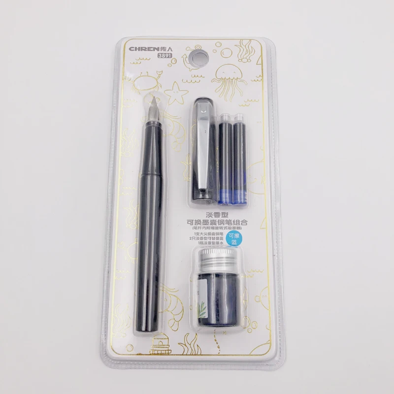 Набор ручек с синими чернилами 4 шт. цветных чернильных школьные канцелярские