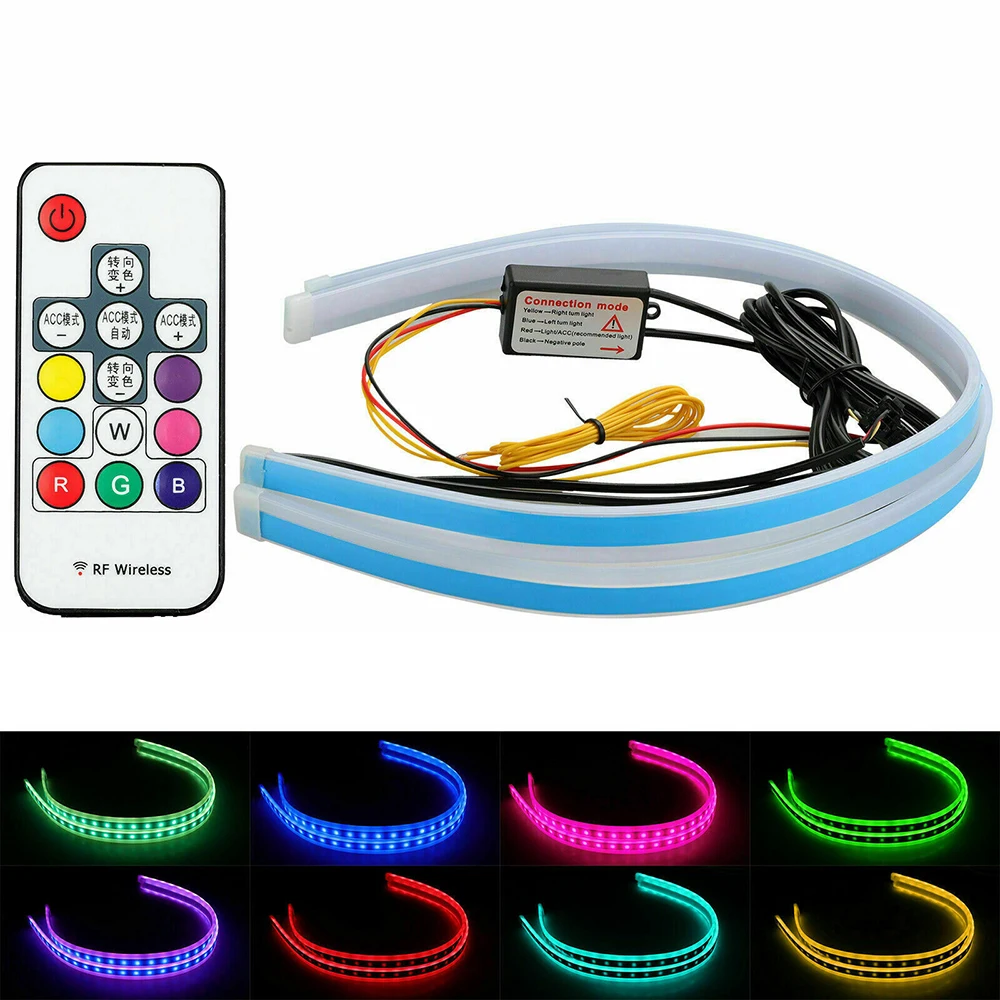 

Дневные ходовые светильник для автомобиля, 2 шт., гибкие светодиодсветодиодный ленты, автомобильные фары, многоцветные указатели поворота, ...