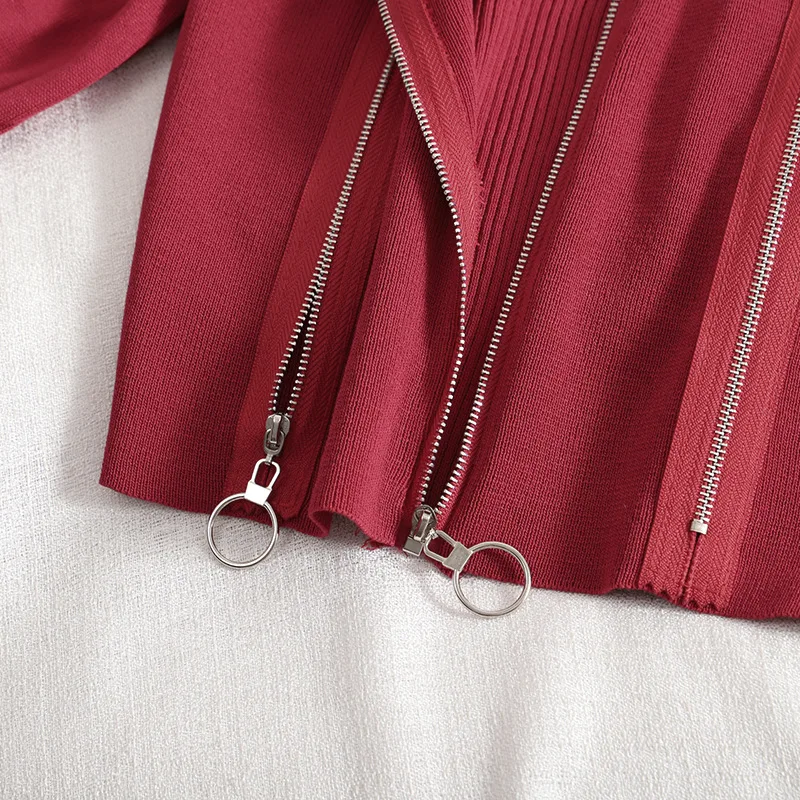 

Women Knitted Cardigan Summer Autumn Slash Neck Puff Sleeve Sweater Sexy Fashion Slim Crop Top White Knitted Sweaters Sueter