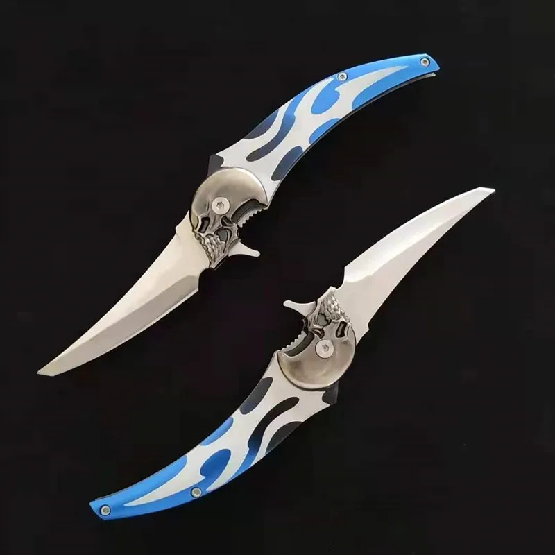 

RE Blue Ghost Head Handle Folding Little Knife,High-sharp Family Practical Outdoor Adventure Outing Portable EDC Tool 231 Blade