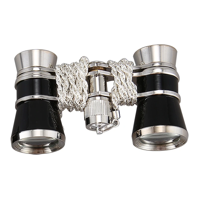 NEW ARRIVAL-3 x 25 Opera Glasses Binoculars Metal Body with Chain Optical Lens Theater Telescope Gift Black | Инструменты
