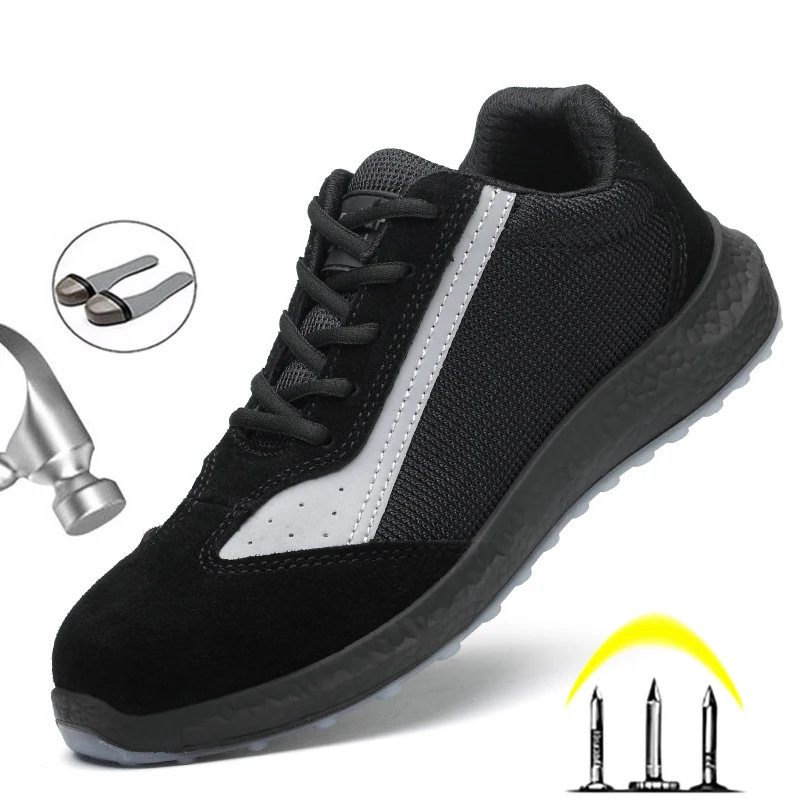 

2021 New Safety Shoes Men Steel Toe Shoes Lightweight Men Shoes Puncture-Proof Work Sneakers Men Indestructible Work Shoes Male