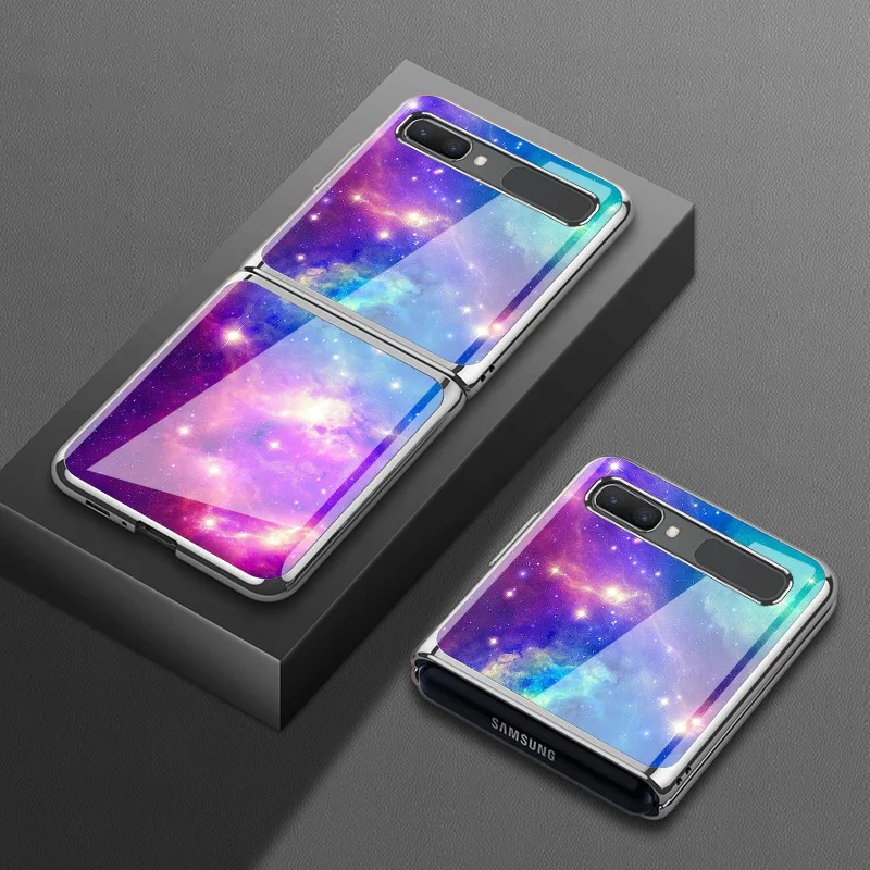 for samsung galaxy zflip mobile phone case f7000 folding case sm f7070 electroplating f700n glass 5g free global shipping
