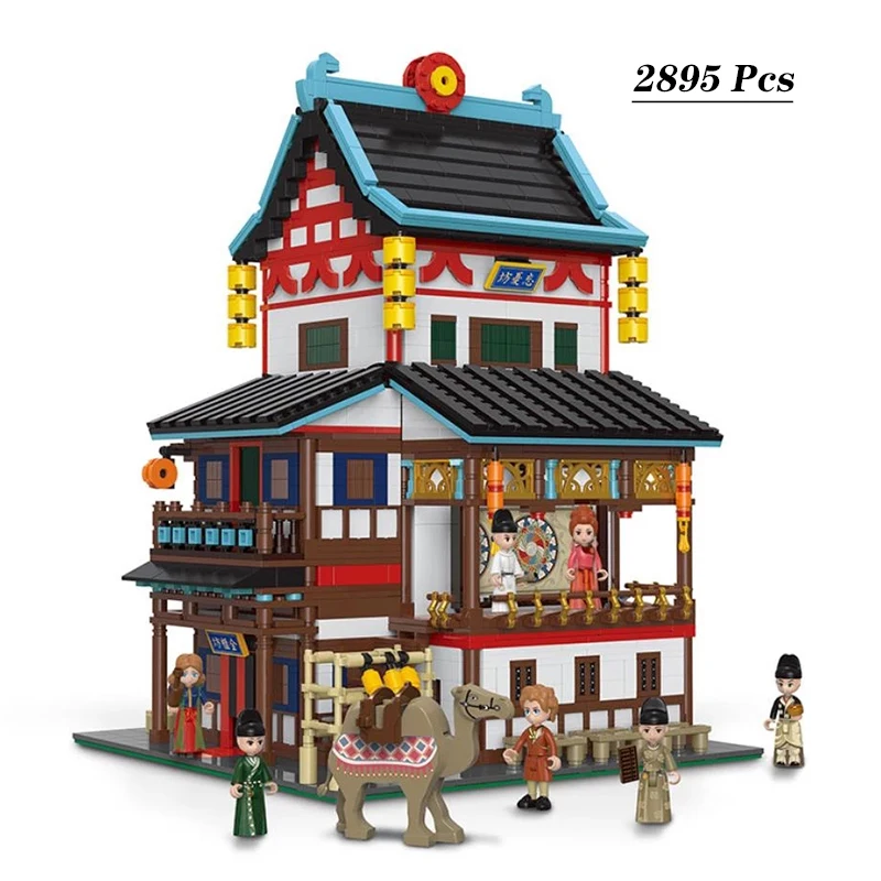 Фото Zhonghua Street Chang'an 108, квадратная серия, MOC, кирпичи, игрушки, забытый магазин: модель винного магазина орхидеи, креативные строительные блоки №2