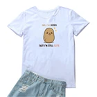 Omg I'm A картофель, но я все еще милые женские футболки, Забавные футболки с рисунком из мультфильмов, женская белая повседневная женская футболка, кавайная одежда