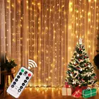 2022 Рождественская светильник рлянда-занавеска, фотоэлемент, рождественский подарок, новогодний декор