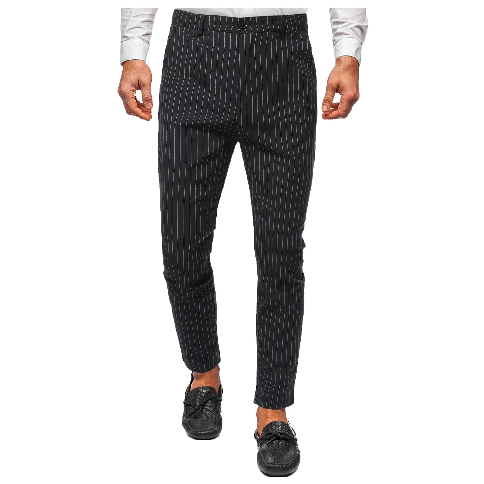 Брюки мужские деловые однотонные деловой стиль повседневные зауженные штаны до