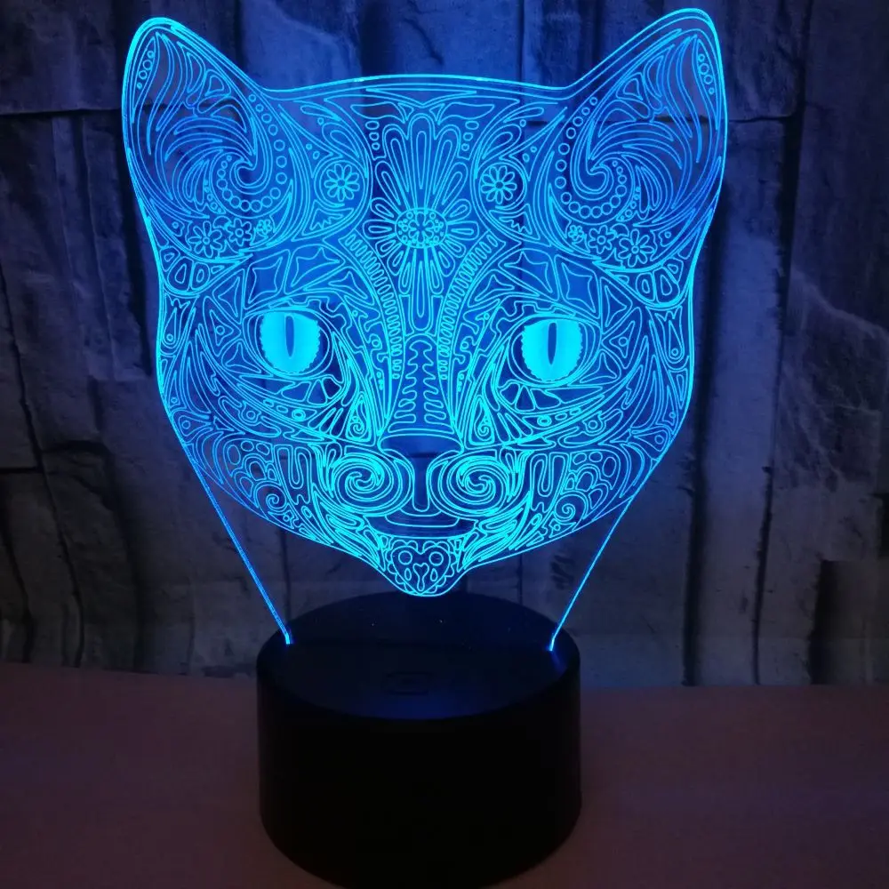 

Tabby Cat 3d Vision Lamp Remote Control Touch Night Lights 7 Colors LED Table Lamp for Kids Birthday Xmas Gift Bedroom Decor