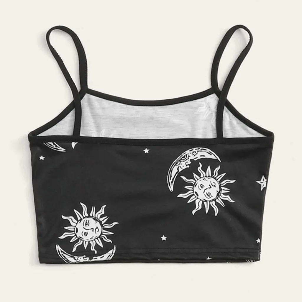 Женский укороченный топ на бретелях спагетти в стиле гранж черный панк с