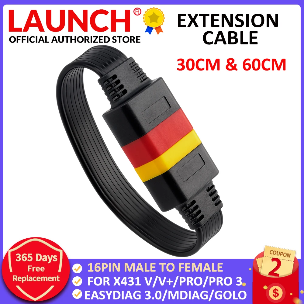 Launch OBD Удлинительный кабель для X431 V/V +/PRO 3/Easydiag 3 0/Mdiag/Golo Main OBD2 Расширенный разъем 16