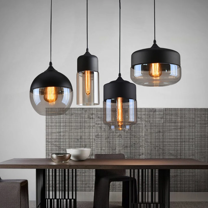 

Современные стеклянные подвесные светильники e27 e26 в 4 стилях светодиодный, светодиодные лампы для кухни, ресторана, кафе, бара, гостиной