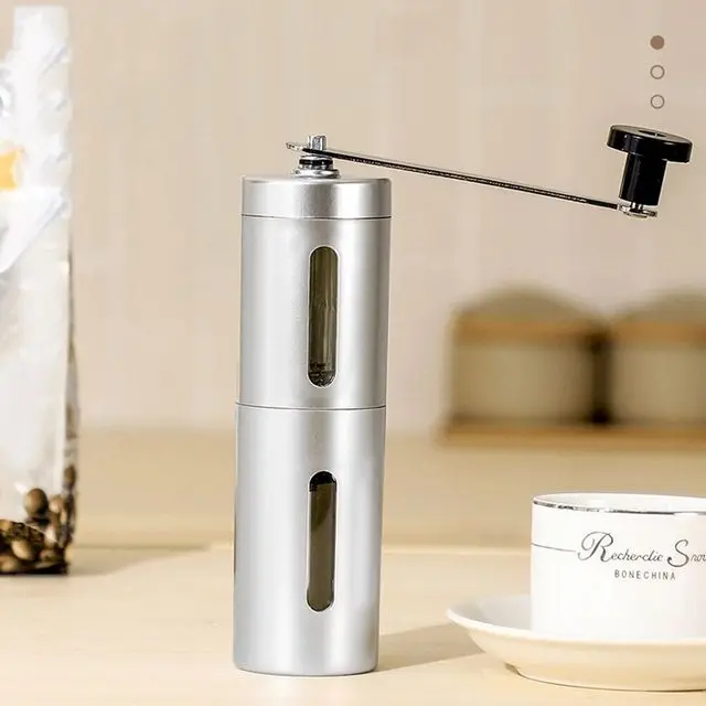

Silver Coffee Grinder Mini Stainless Steel Hand Manual Handmade Coffee Bean Burr Grinders Mill Kitchen Tool Crocus Grinders