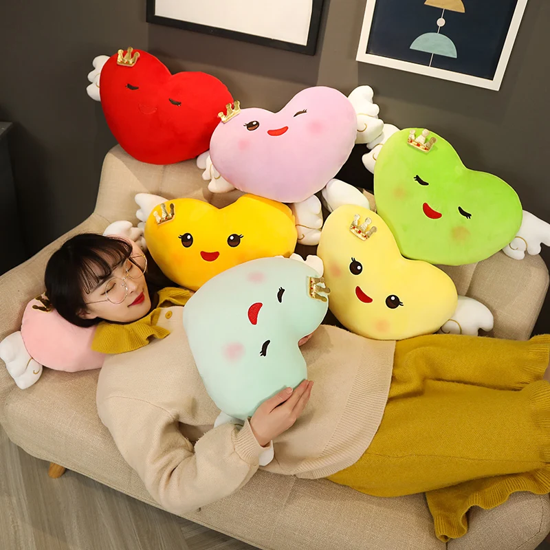 Милая супер мягкая плюшевая подушка с улыбающимся сердцем и короной хорошее